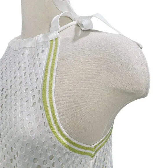 GSTQ XS White Neon Sole Mesh Maxi Dress Halter Long Resort Beach Cover Up NWT - Picture 8 of 14